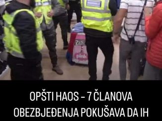 OPŠTI HAOS – 7 ČLANOVA OBEZBJEĐENJA POKUŠAVA DA IH RAZDVOJI:  Urla i nasrće na njega iz sve snage