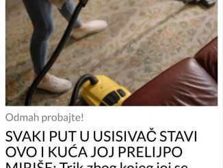 SVAKI PUT U USISIVAČ STAVI OVO I KUĆA JOJ PRELIJPO MIRIŠE: Trik zbog kojeg joj se žene svaki dan zahvaljuju