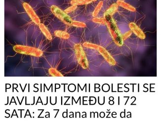 PRVI SIMPTOMI BOLESTI SE JAVLJAJU IZMEĐU 8 I 72 SATA:  Za 7 dana može da “razori” crijeva, a prenosi se preko HRANE i LJUDI